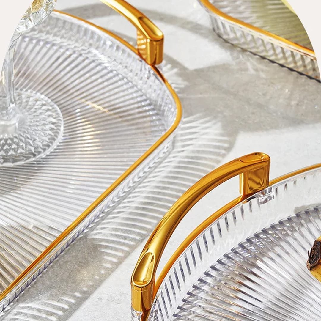 Elegant gold-rimmed tray for weddings