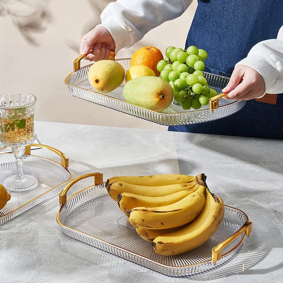 Luxury serving tray with gold rim