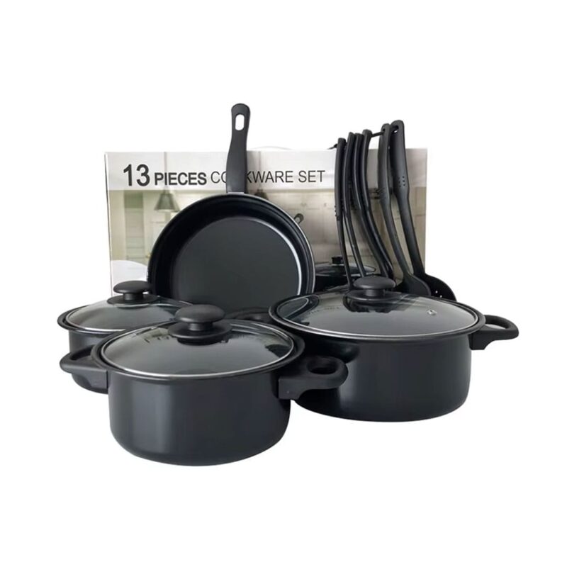 13-Piece-Camping-Cookware-Set 13-කෑම්පිං කුක්වෙයාර් කට්ටලය